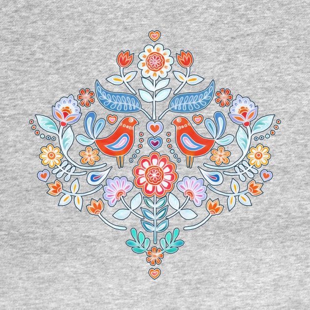 Happy Folk Summer Floral on Light Blue by micklyn